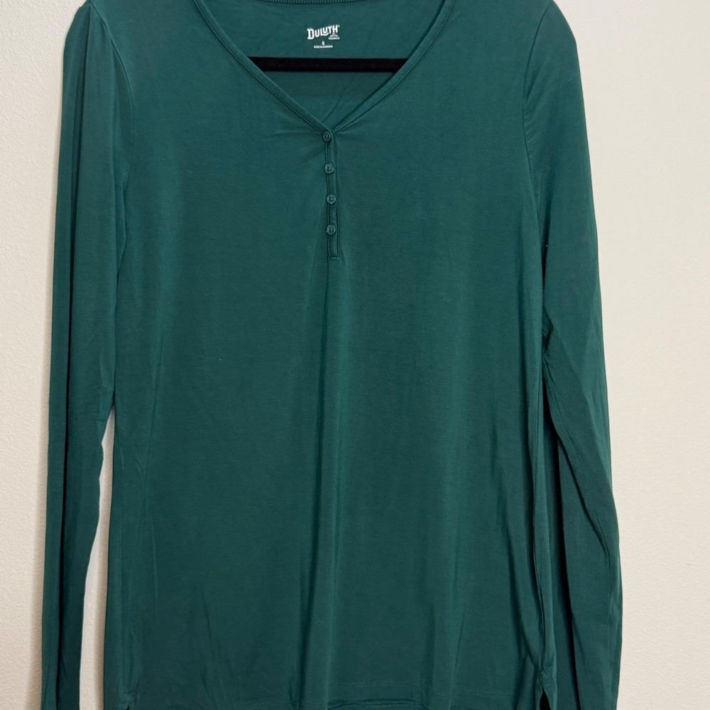Duluth Trading Co Women's Green Tencel‎ Modal Henley Lounge Pajama Set Size S